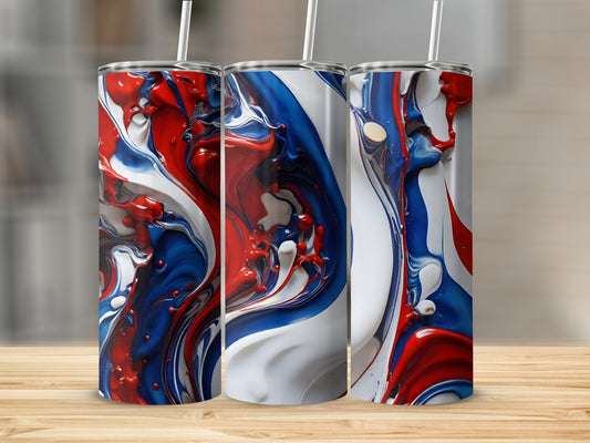 Vibrant Red White Blue Liquid Design Tumbler product type