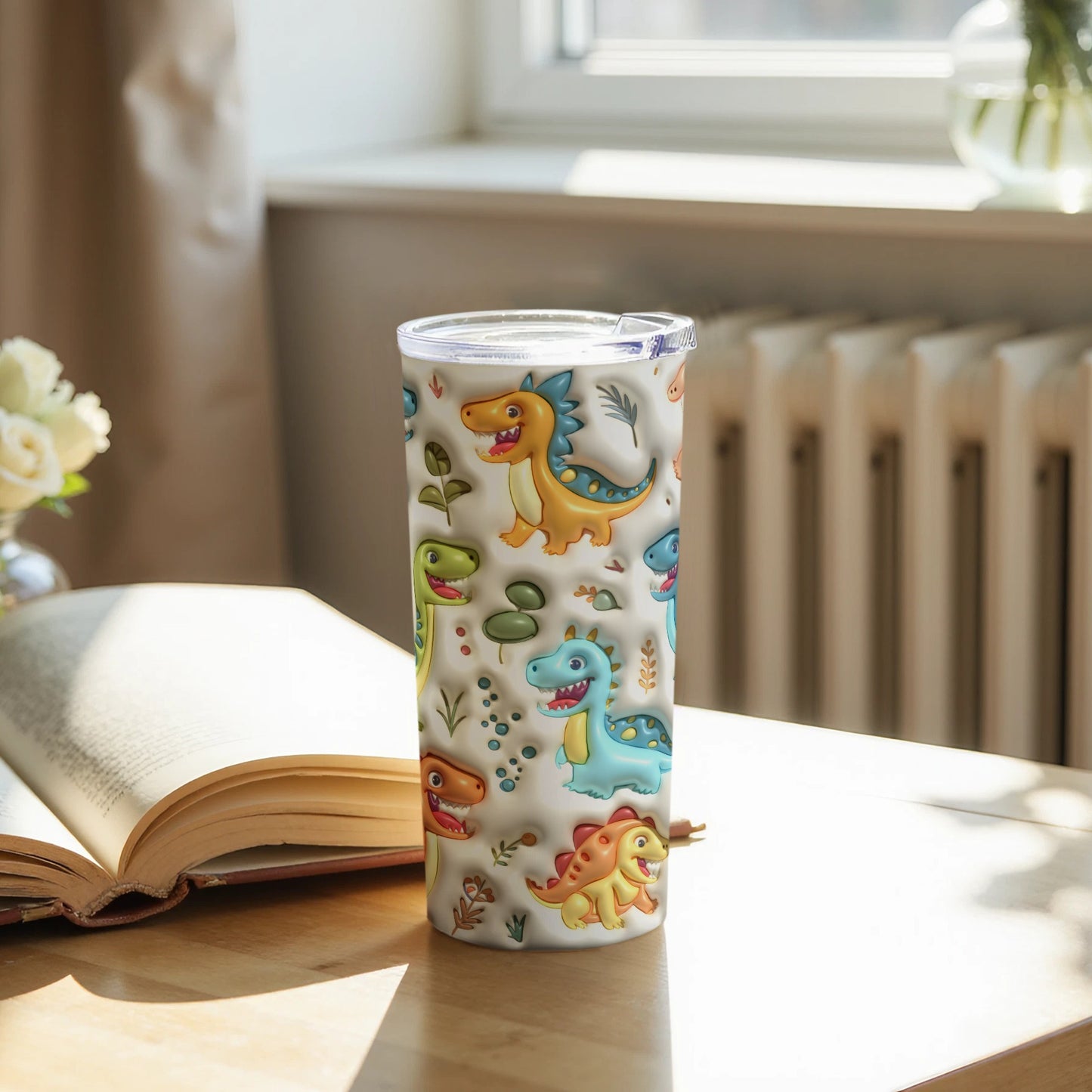 Cute Colorful Dinosaur Illustrations Travel Mug