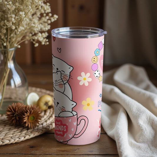 Best Friends Forever Cat Design Tumbler Cup