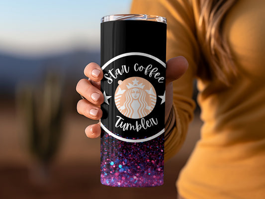 Star Coffee Tumbler with Glitter Gradient Style
