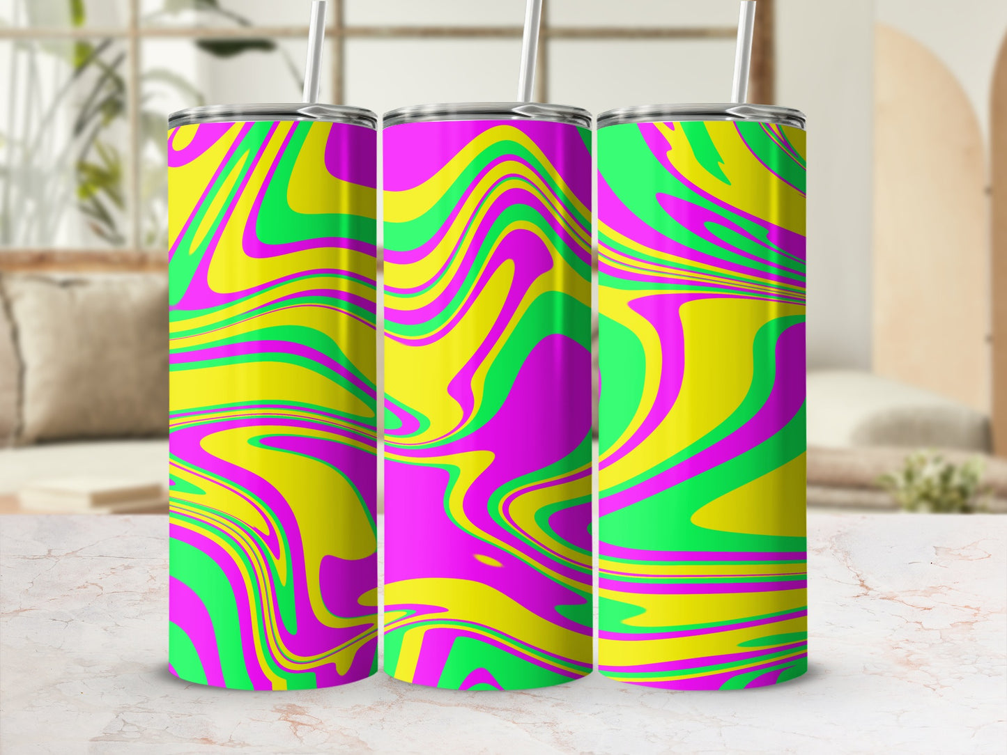 Vibrant Abstract Swirl Design Travel Tumbler