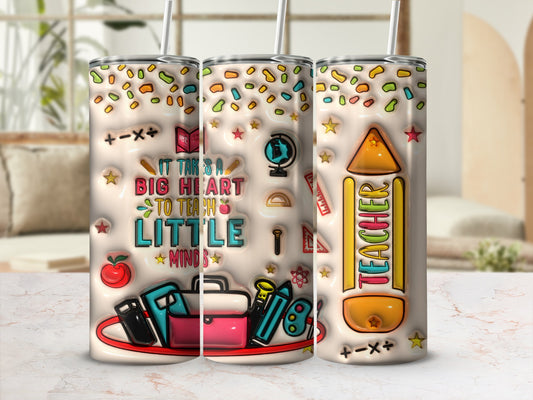 Big Heart Teach Little Minds Teacher Design Tumblers