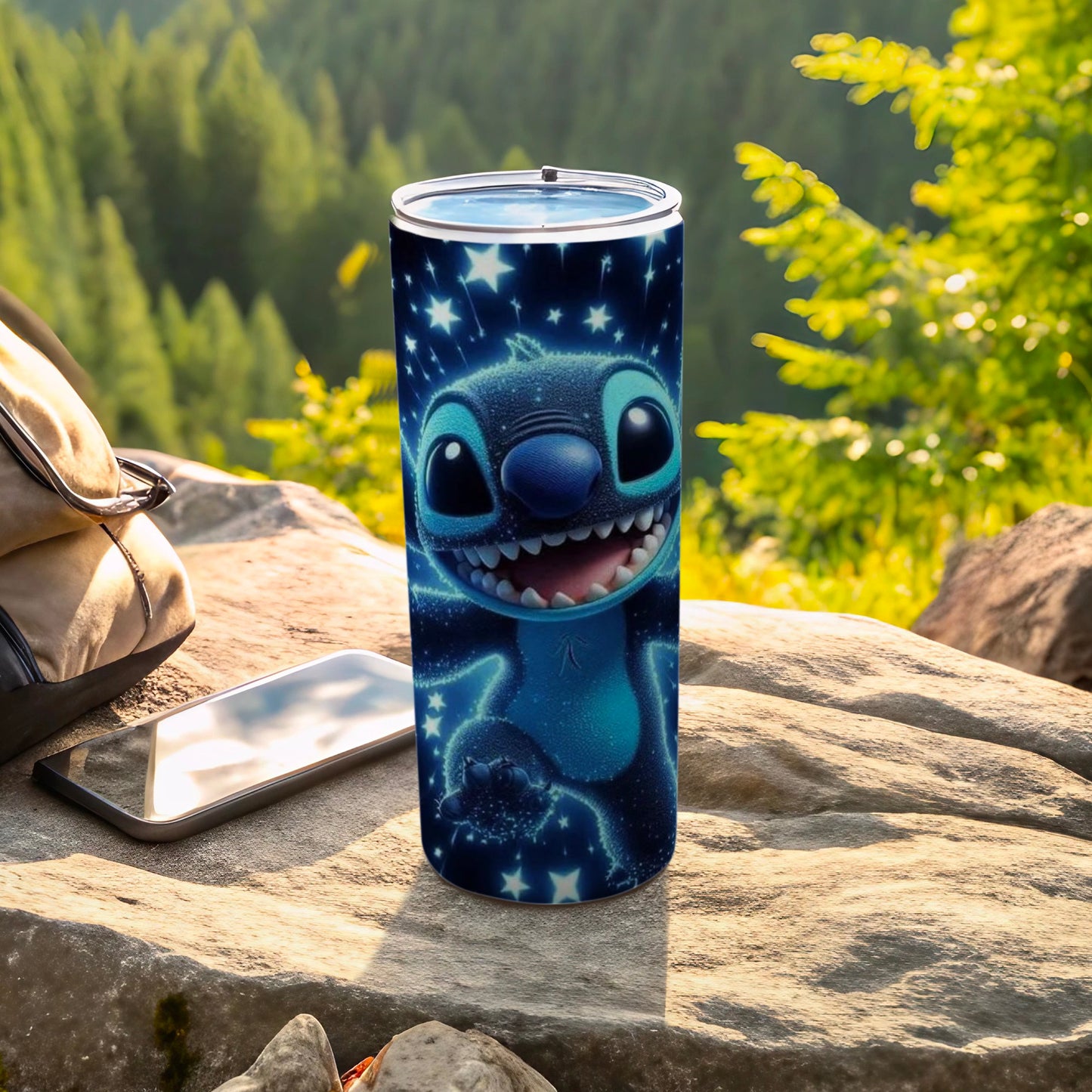 Adorable Blue Character with Stars Tumbler Cup