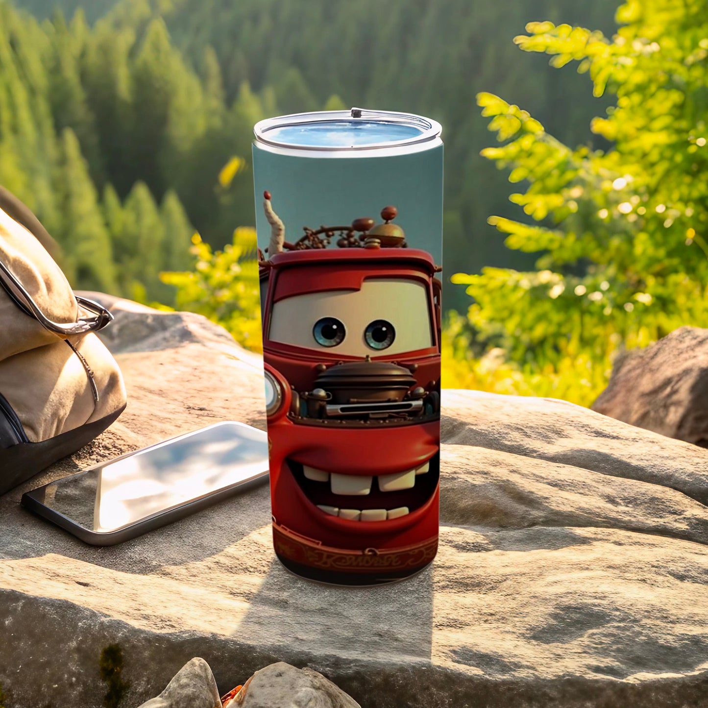 Red Cartoon Tow Truck Design Tumbler Cup for Kids