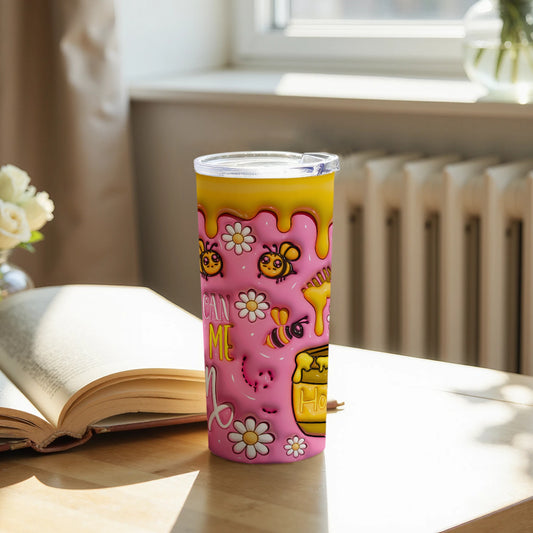 Colorful Bee and Honey Design Travel Tumbler