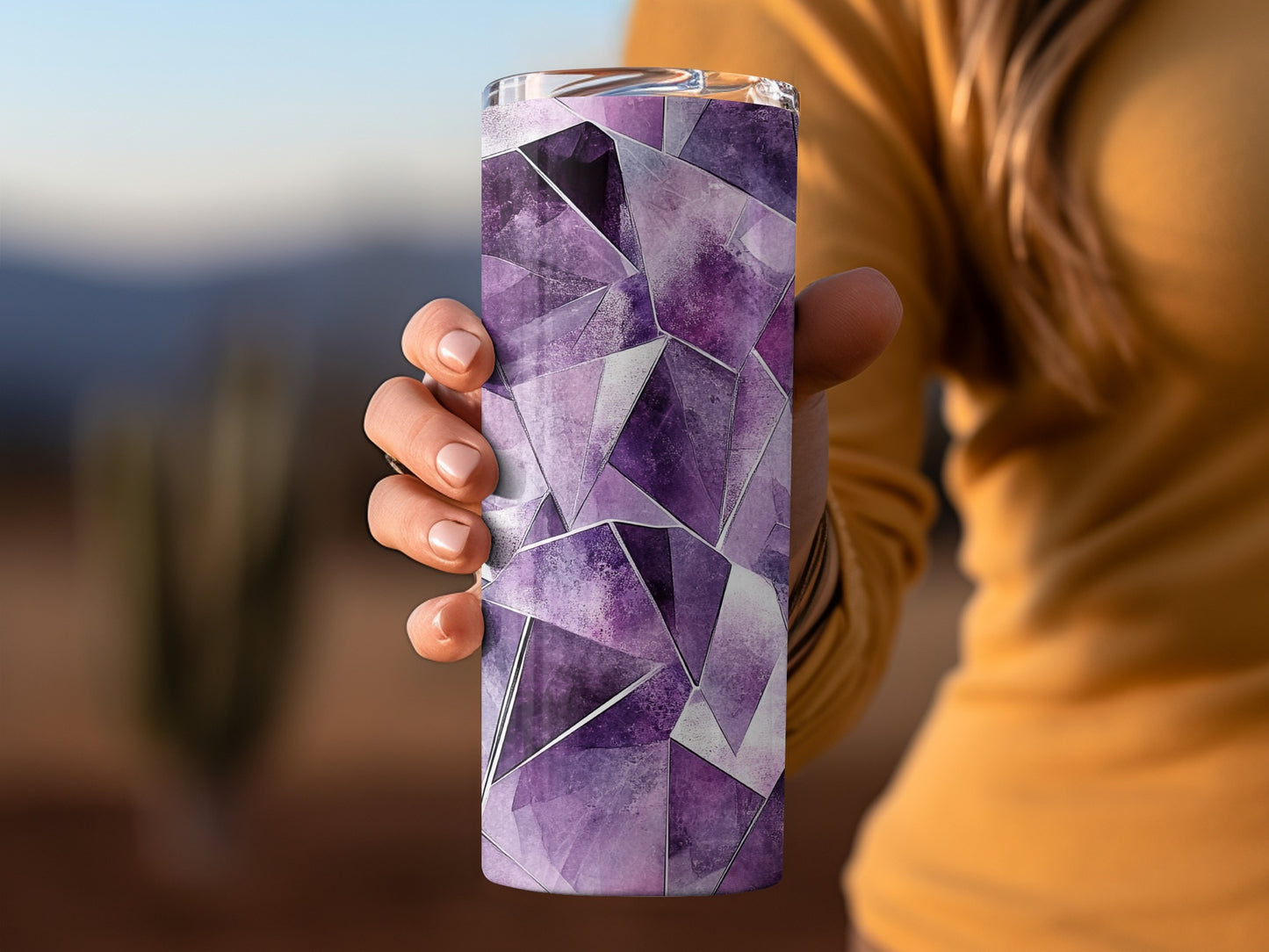 Abstract Purple Hues And Geometric Designs Tumblers