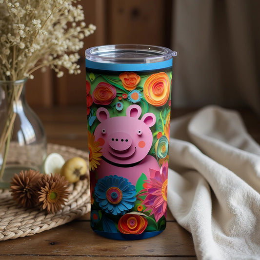 Colorful Floral Animal-Themed Travel Tumbler Product