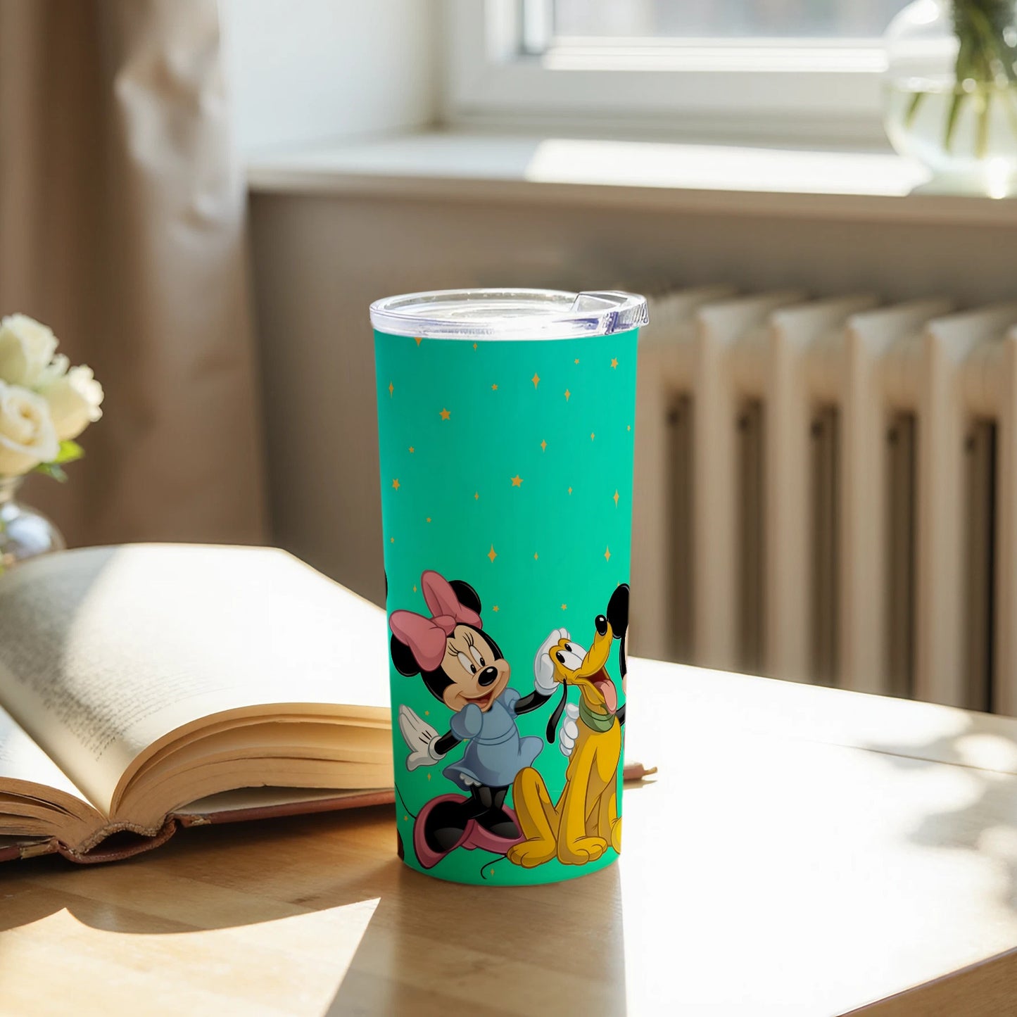 Minnie Reading With Pluto Travel Tumbler