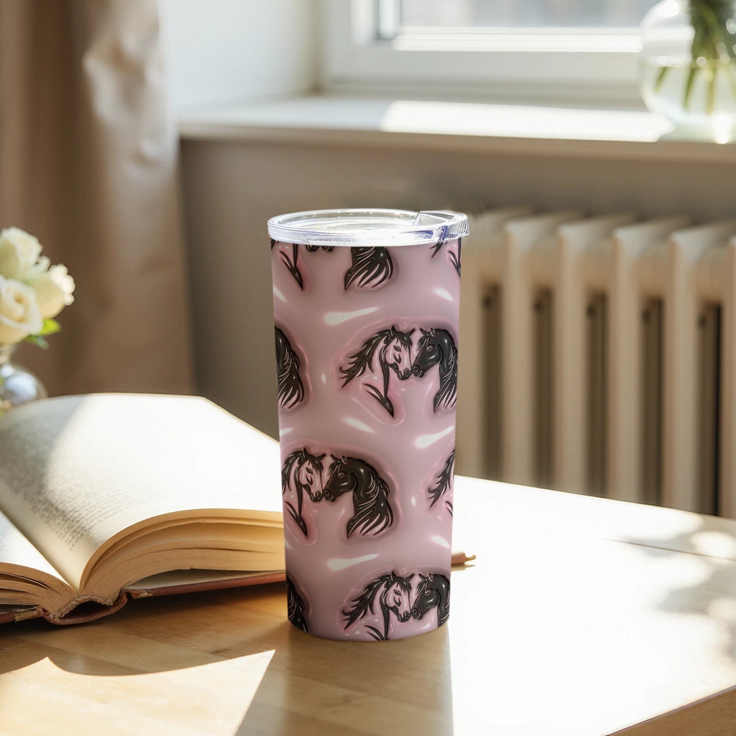 Artistic Pink Peacock Design Tumbler for Stylish Living