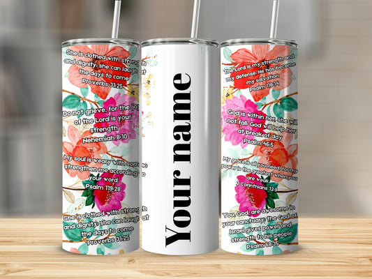 Personalized Floral Bible Verse Insulated Tumbler
