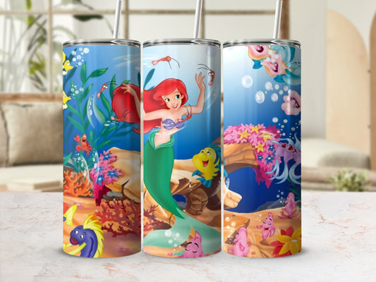 Little Mermaid Underwater Scene Tumbler