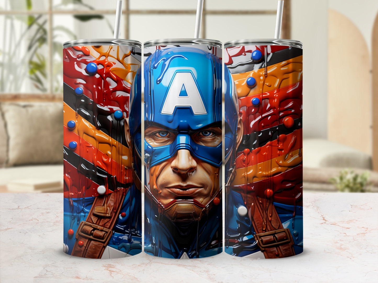 Vibrant Captain America Travel Tumbler Collection