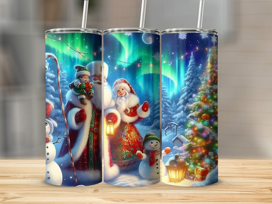 Festive Santa and Snowman Christmas Holiday Tumblers