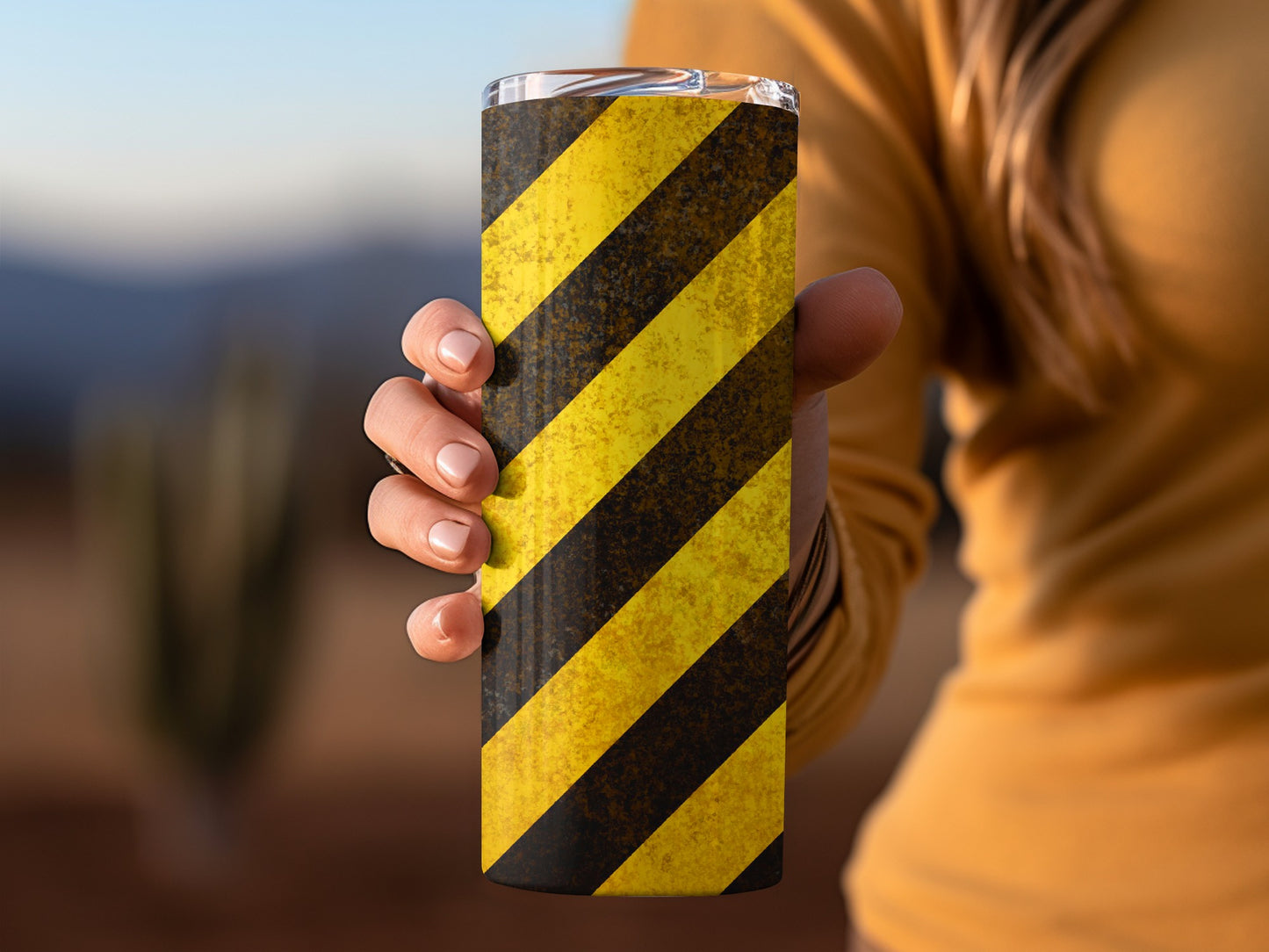 Yellow And Dark Stripes Caution Tape Texture Tumblers