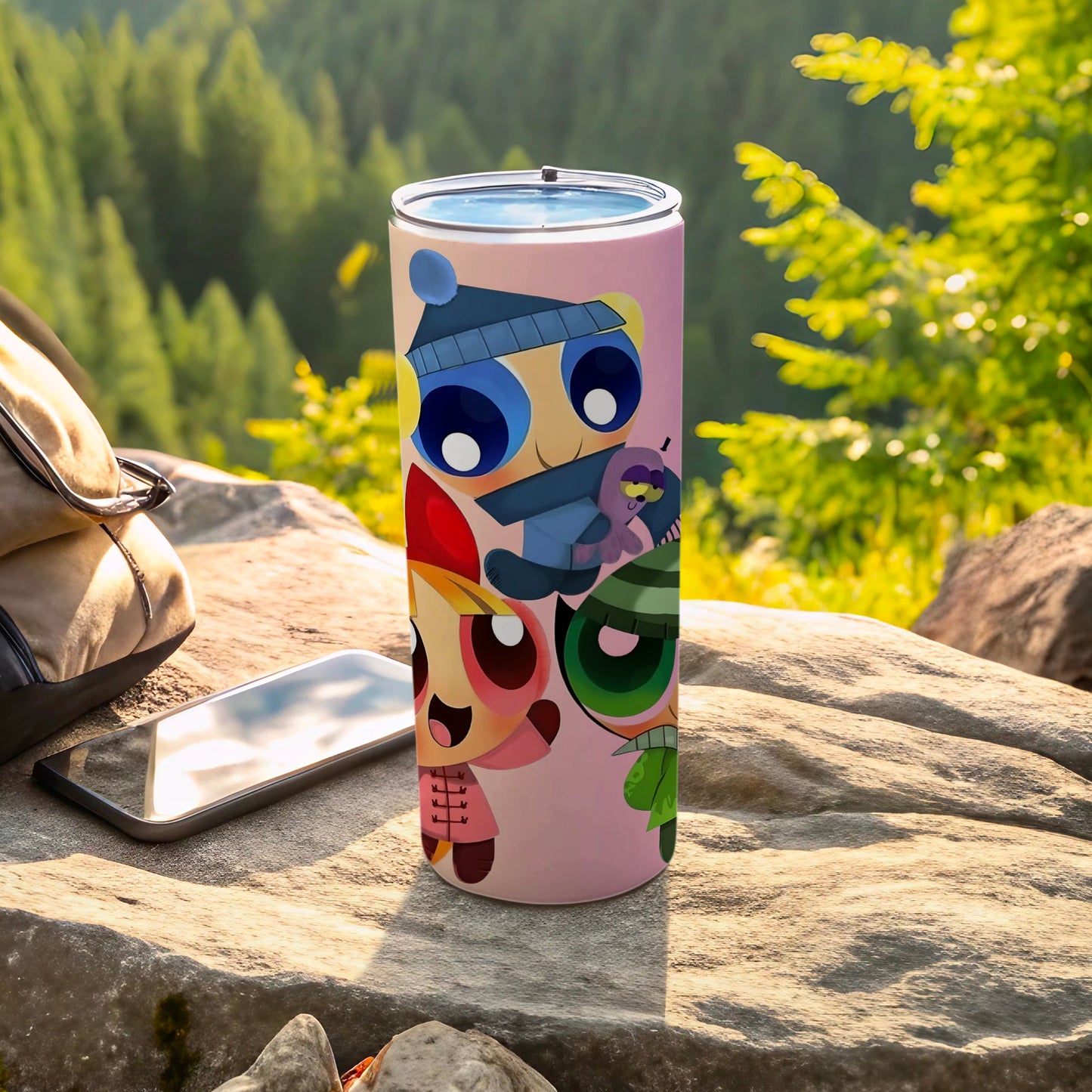 Colorful Cartoon Characters Travel Tumbler Flask