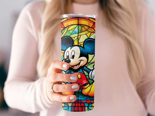 Colorful Mickey Mouse Stained Glass Design Tumbler