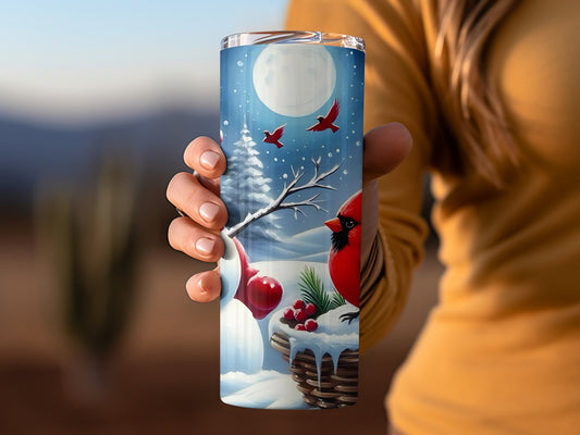 Winter Scene with Red Cardinals Tumbler Cup