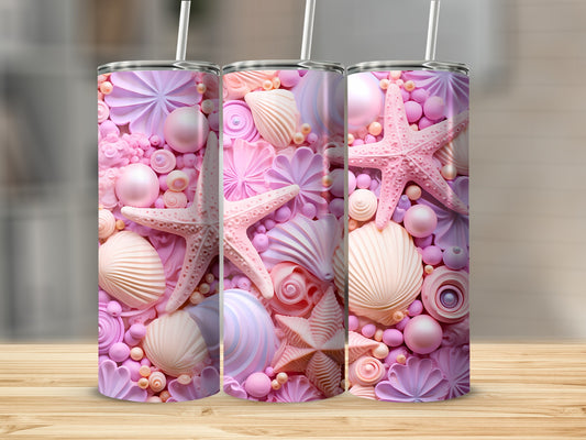 Pink Purple Ocean Starfish Seashell Pearl Design Tumbler product type
