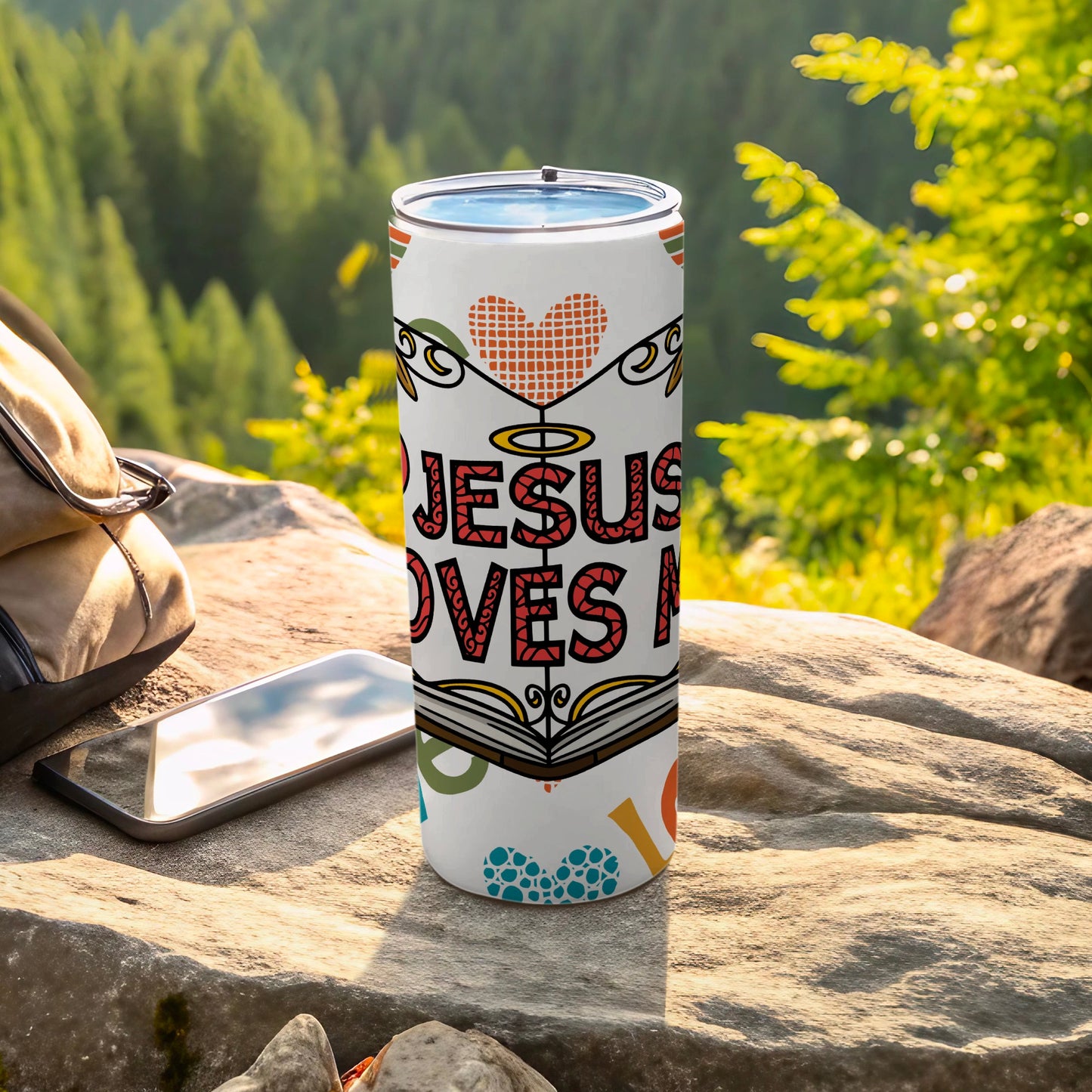 Jesus Loves Me Inspirational Tumbler for Outdoor Use