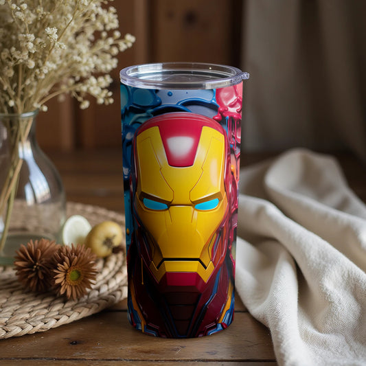 Bold Iron Man Face Design Tumbler
