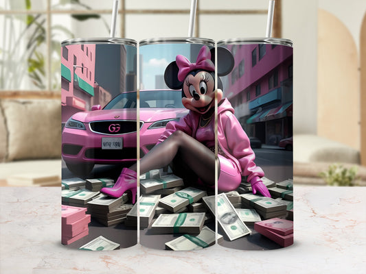 Minnie Mouse in Pink Outfit Tumbler with Car Design