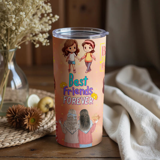 Best Friends Forever Design Tumbler with Lid Cup