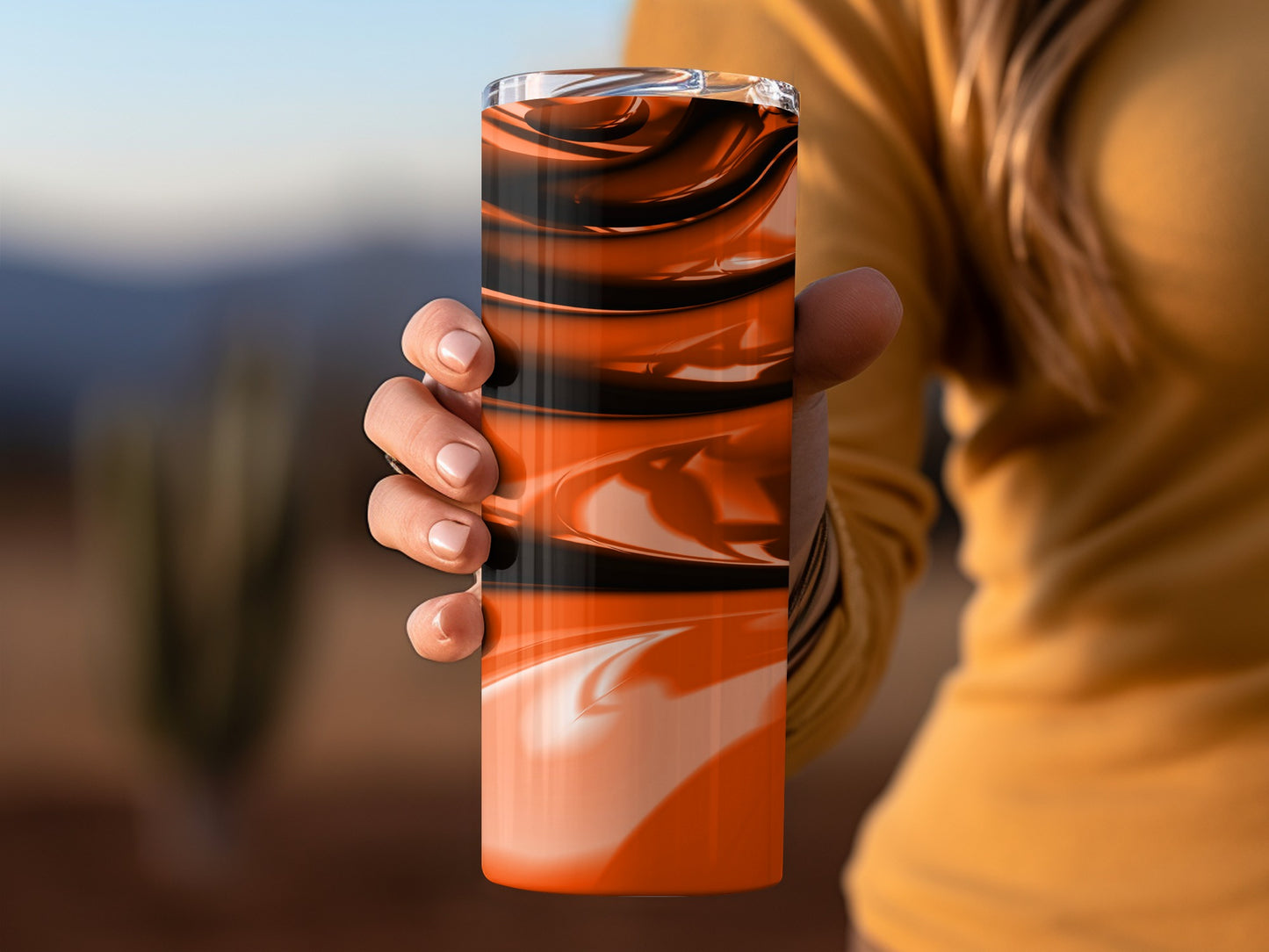 Orange Curves Abstract Design Pattern Background Art Tumblers