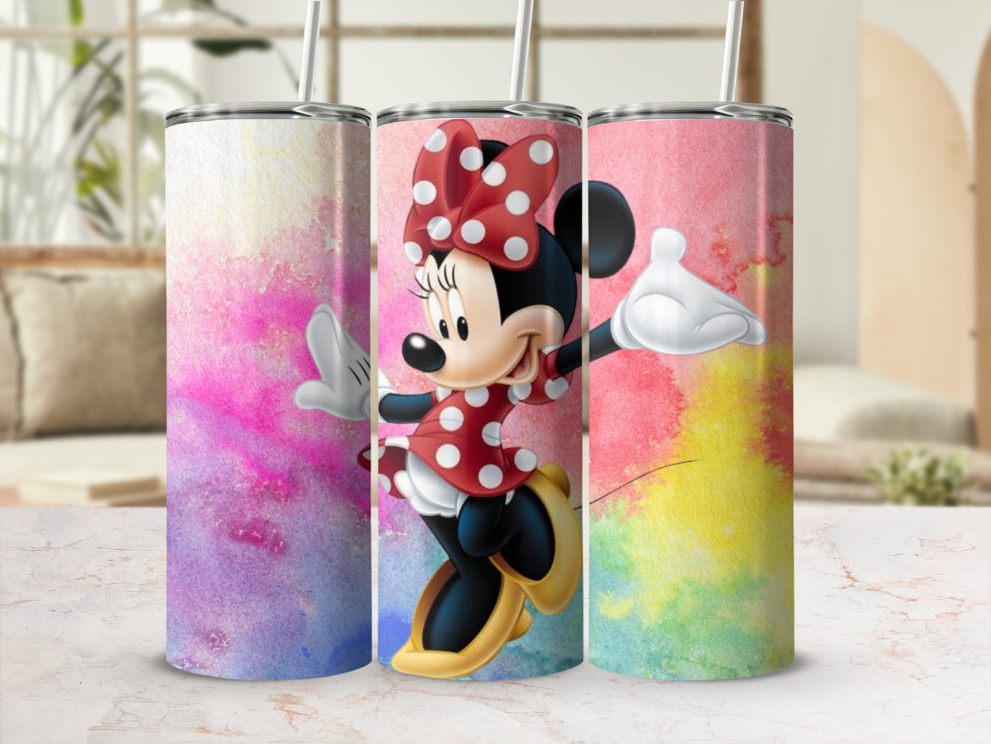 Colorful Minnie Mouse Inspired Water Bottles