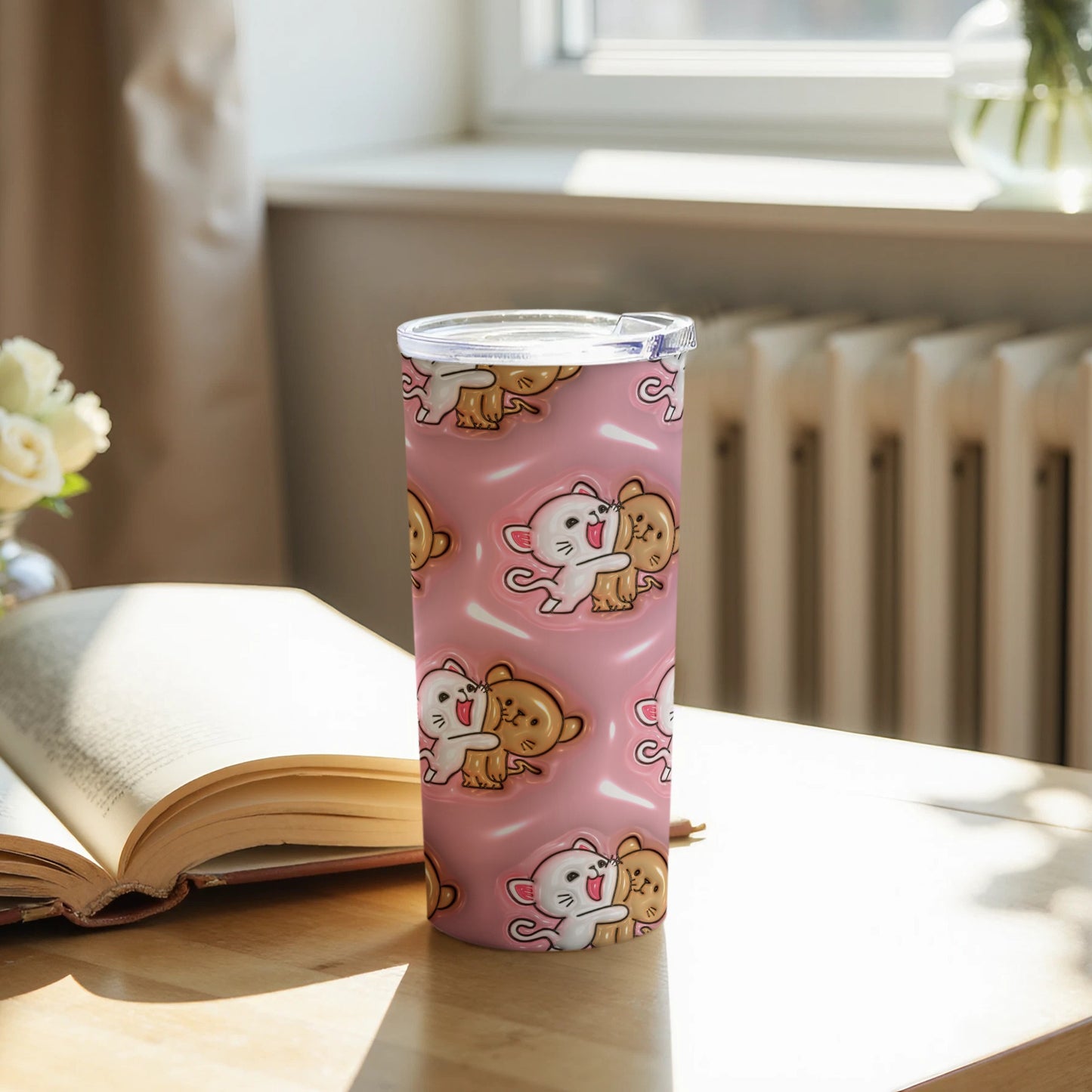Cute Mouse and Cat Pattern Insulated Tumbler