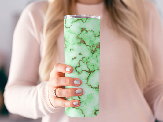 Light Green Faux Marble Gold Veins Texture Tumblers