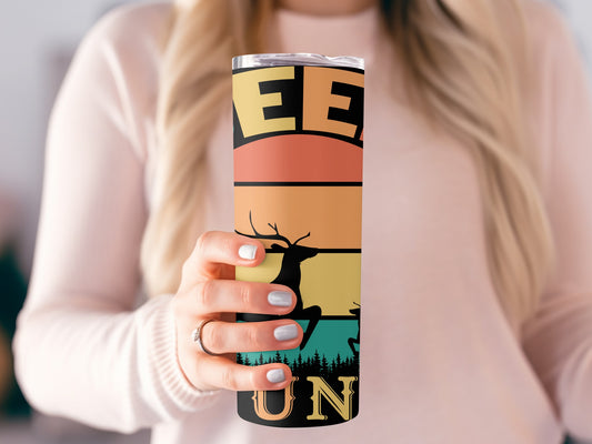 Retro Sunrise Deer Hunting Insulated Tumbler