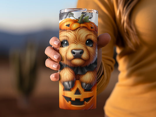 Adorable Pumpkin Dog Halloween Themed Tumbler