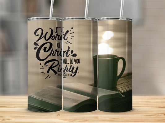 Inspirational Christian Quote Tumbler with Mug and Book