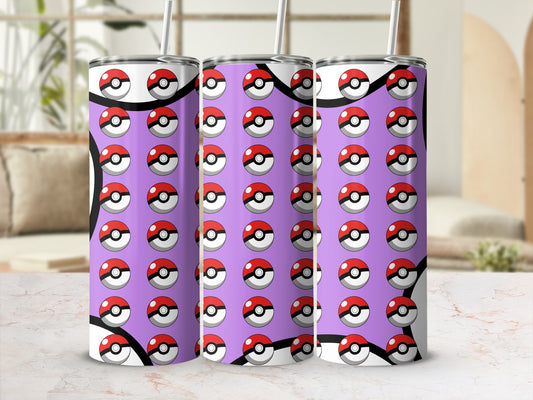Purple Tumbler with Pokeball Pattern Custom Print
