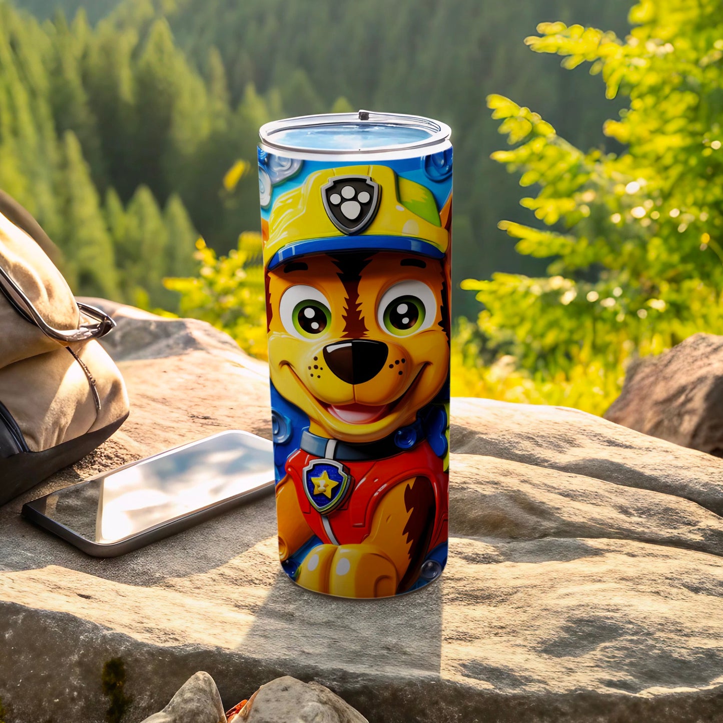 Colorful Cartoon Adventure Pup Design Tumbler Cup