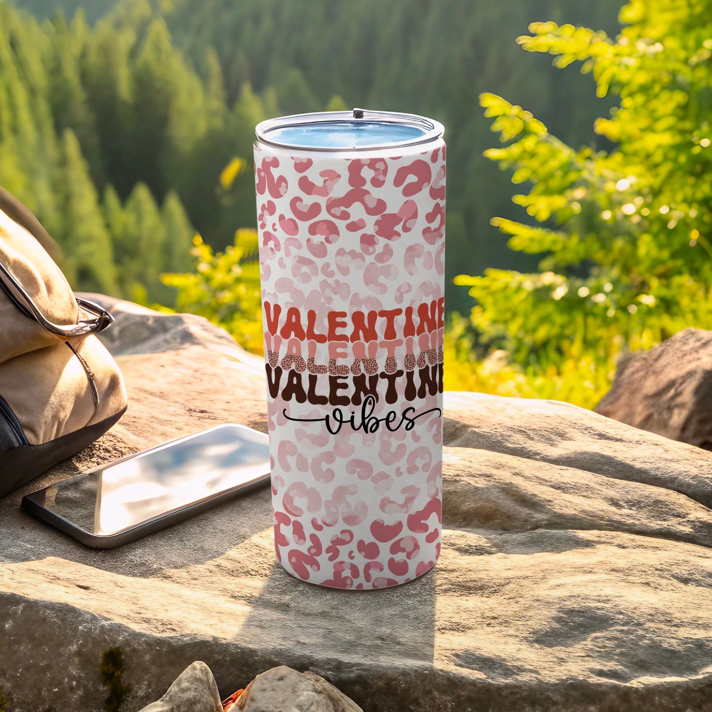 Valentine Vibes Leopard Print Travel Tumbler Product