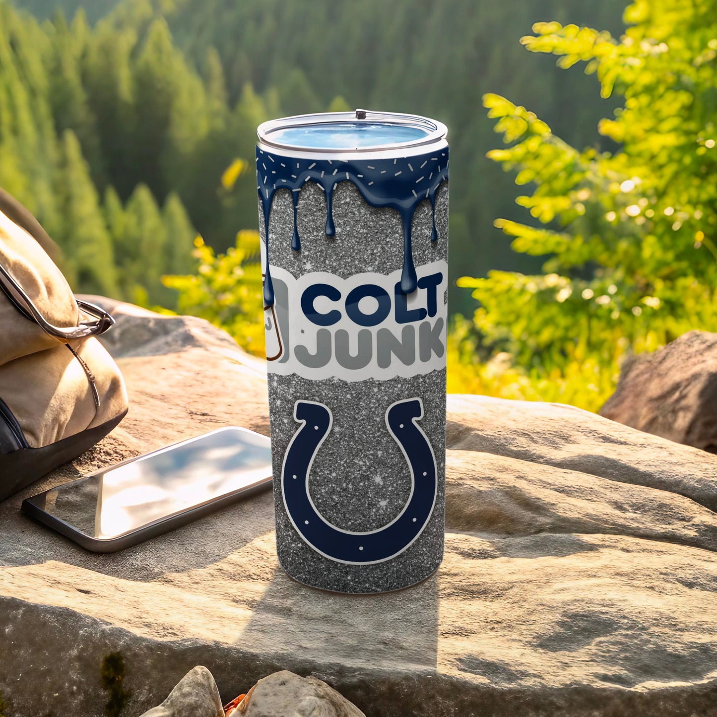 Colt Junk Tumbler with Horseshoe Design Flask