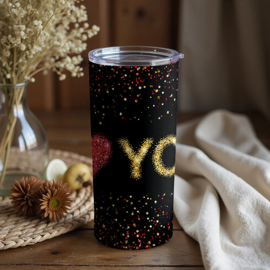 I Love You Gradient Glitter Stars Tumbler