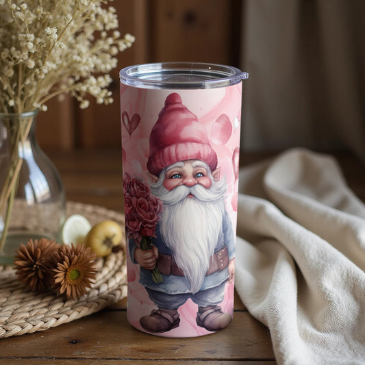 Cute Gnome with Roses Valentine's Day Travel Mug