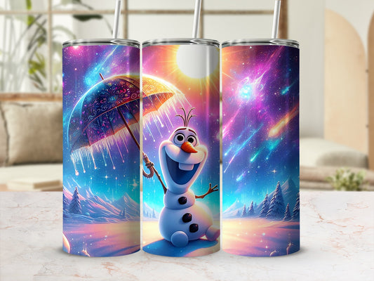 Colorful Cartoon Snowman with Umbrella Tumbler Product