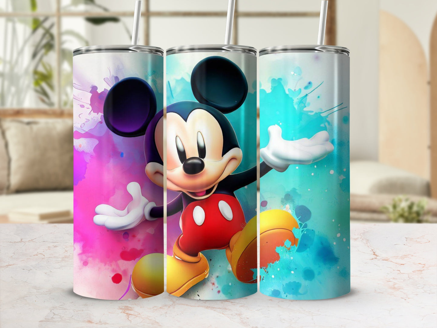 Mickey Mouse Colorful Splatter Art Tumbler