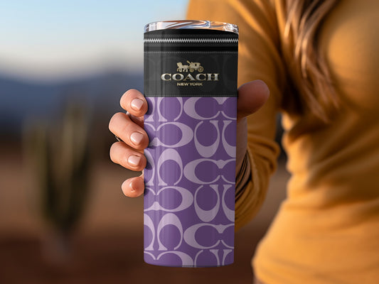 Coach New York Purple Travel Mug with Logo Design