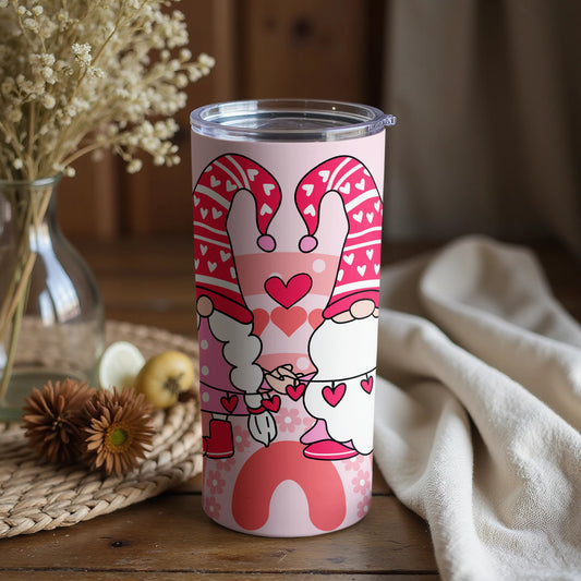 Romantic Gnomes with Heart Decorations Tumbler