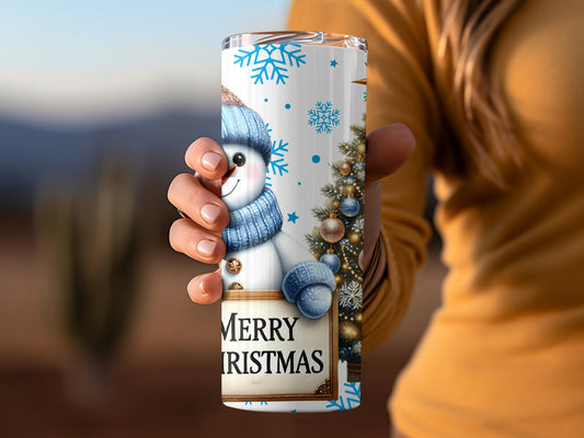 Merry Christmas Snowman and Tree Insulated Tumbler