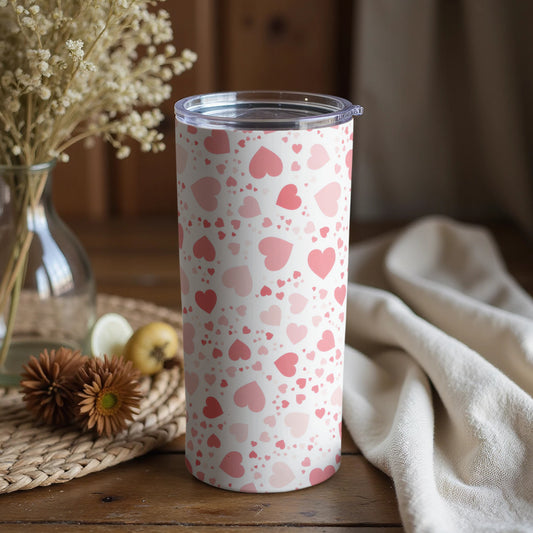Pink Hearts Pattern Insulated Tumbler for Beverages