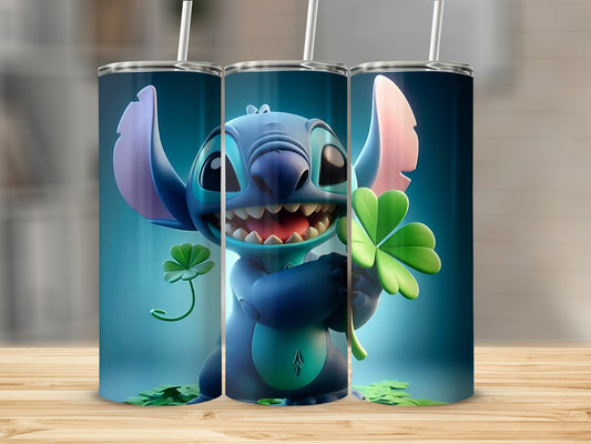 Adorable Character with Clover Design Tumbler