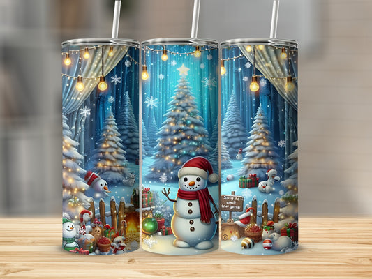Festive Snowman Forest Theme Christmas Tumbler Cups