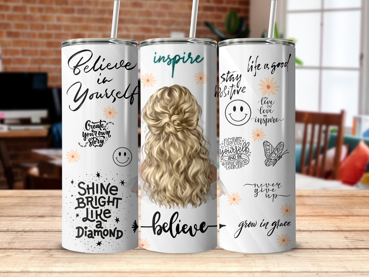 Inspirational Motivational Quotes Tumbler Set