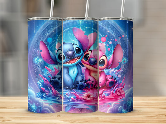 Cute Blue and Pink Character Tumbler Drinkware