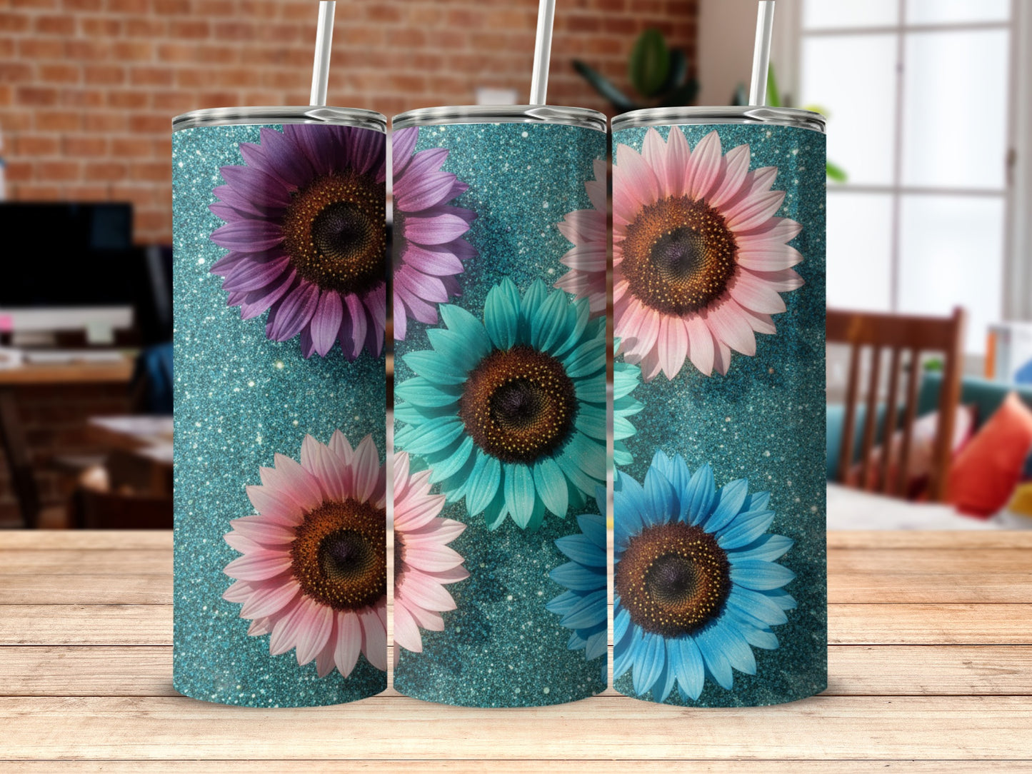 Colorful Sunflower Floral Print Tumbler Product